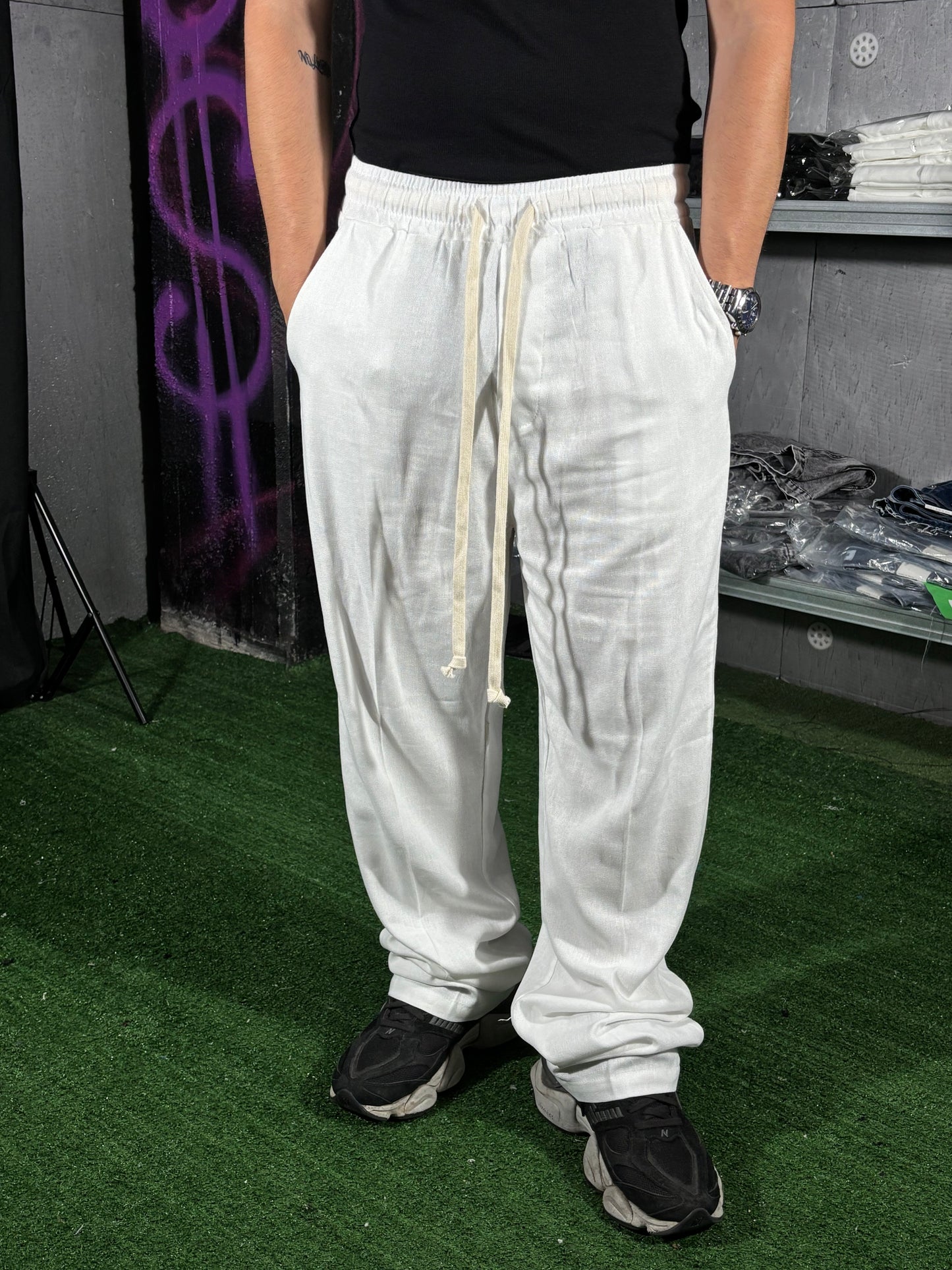 PANTALONE LINO BIANCO