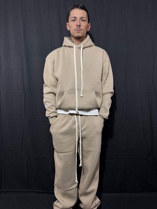 COMPLETO IN COTONE BAGGY BEIGE