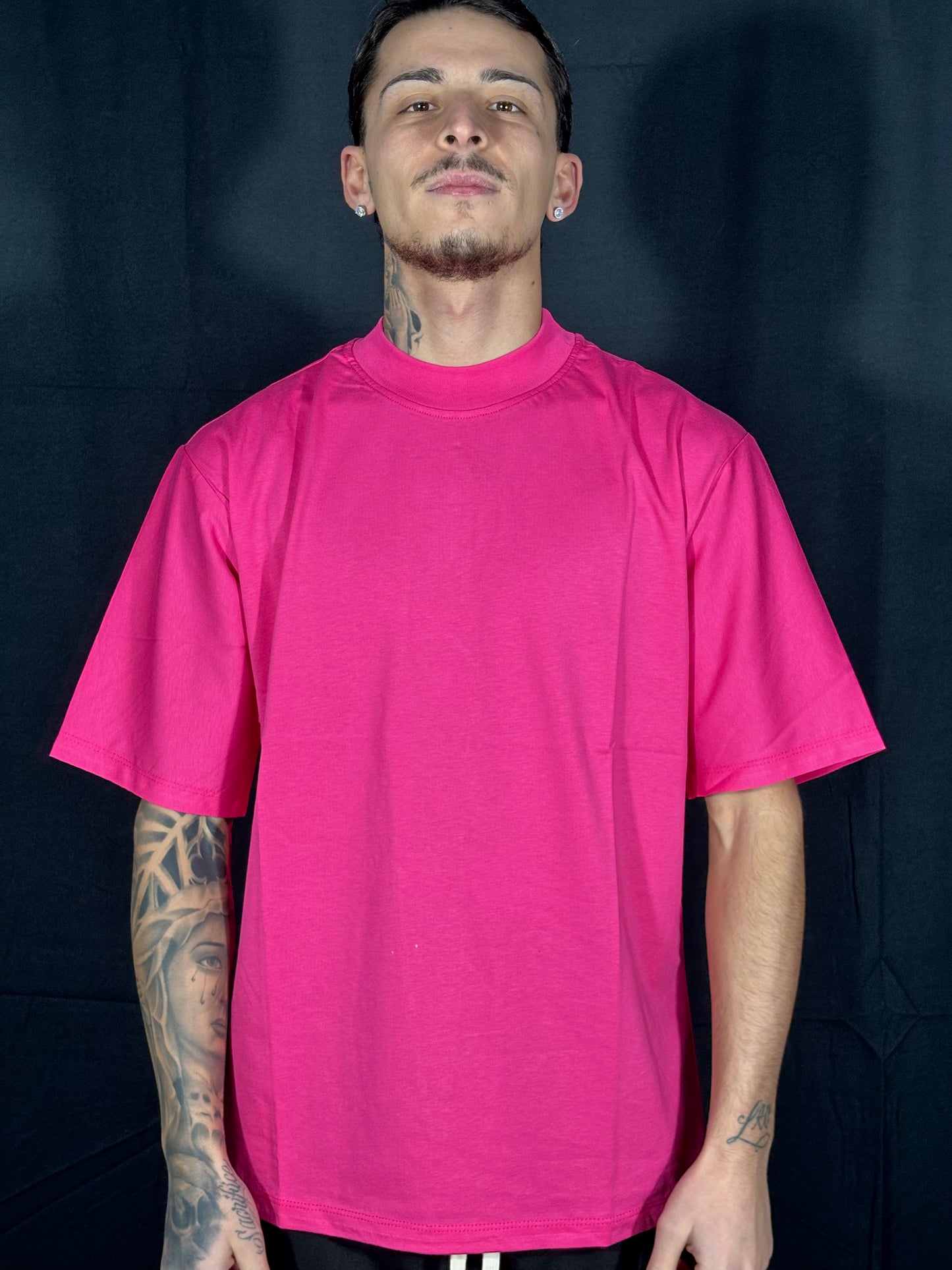 T-SHIRT COLLO ALTO FUCSIA