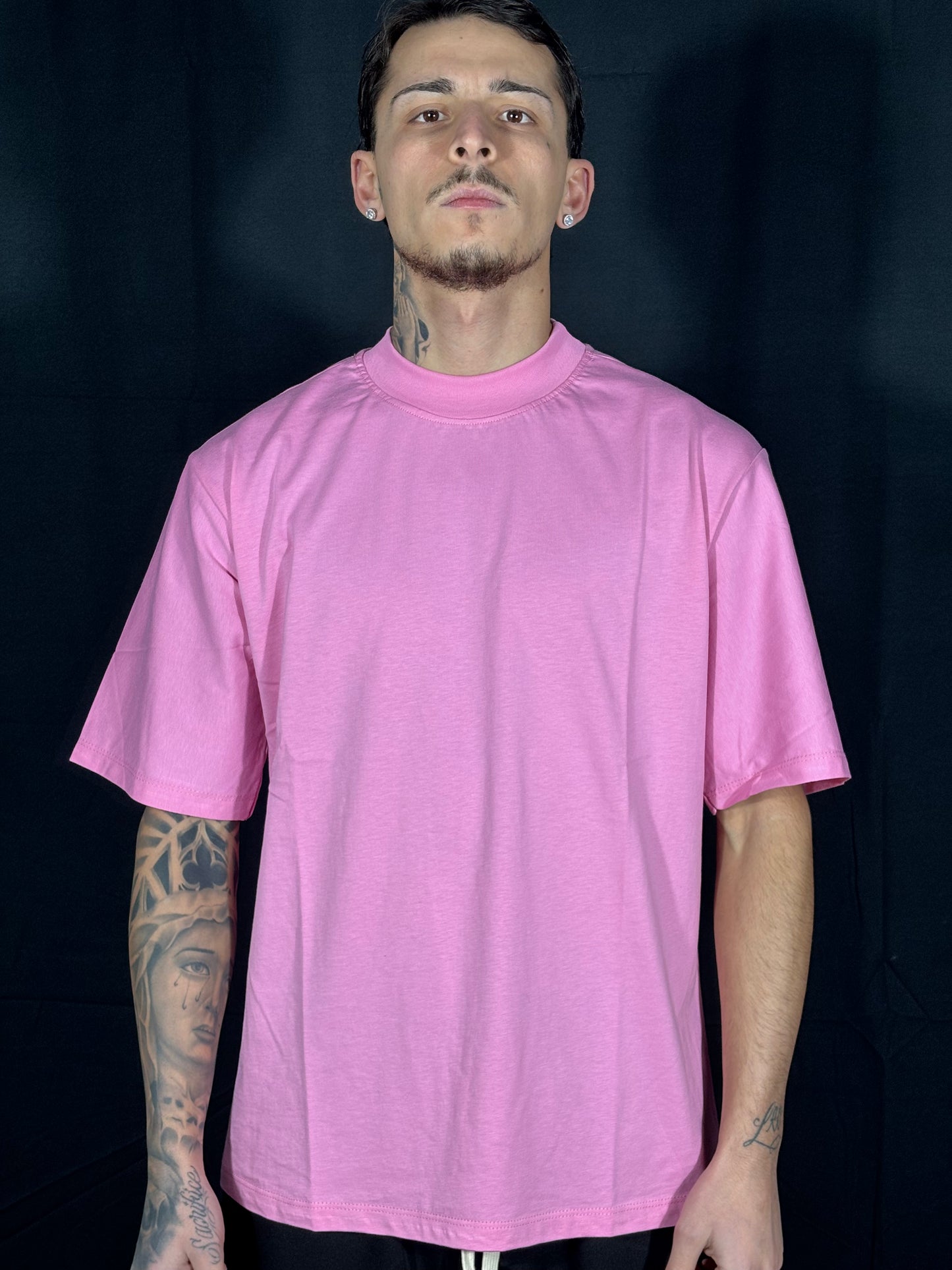 T-SHIRT COLLO ALTO ROSA